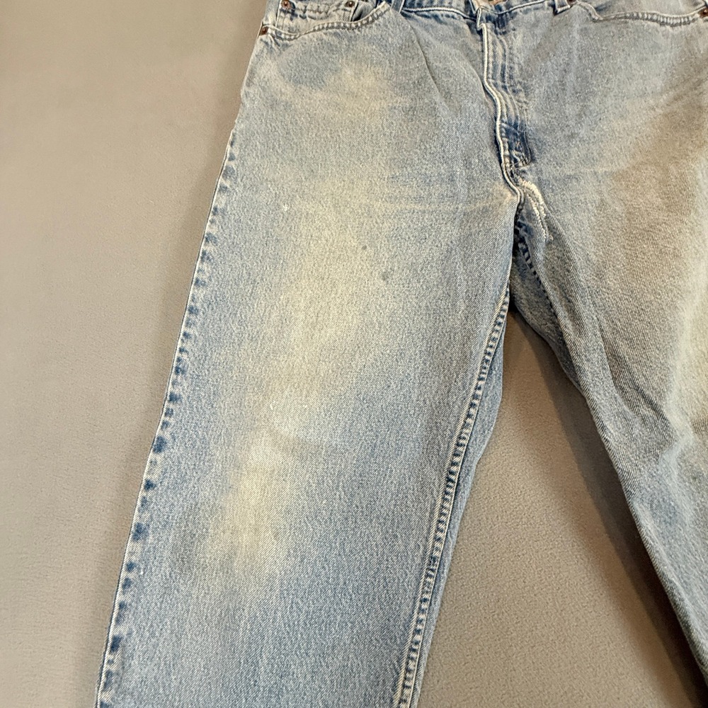 Levi's Relaxed Straight Leg Jeans Mens 40x32 Light Wash Distressed 550 Thrashed - Picture 5 of 16